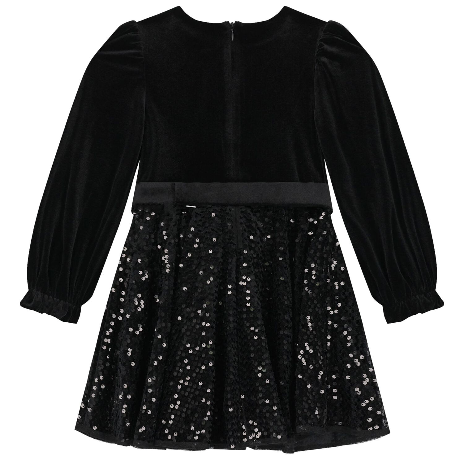 Girls Black Embellished Sequin Dress, 1, hi-res image number null