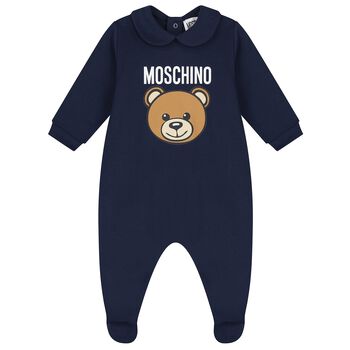 Navy Blue Teddy Bear Logo Babygrow