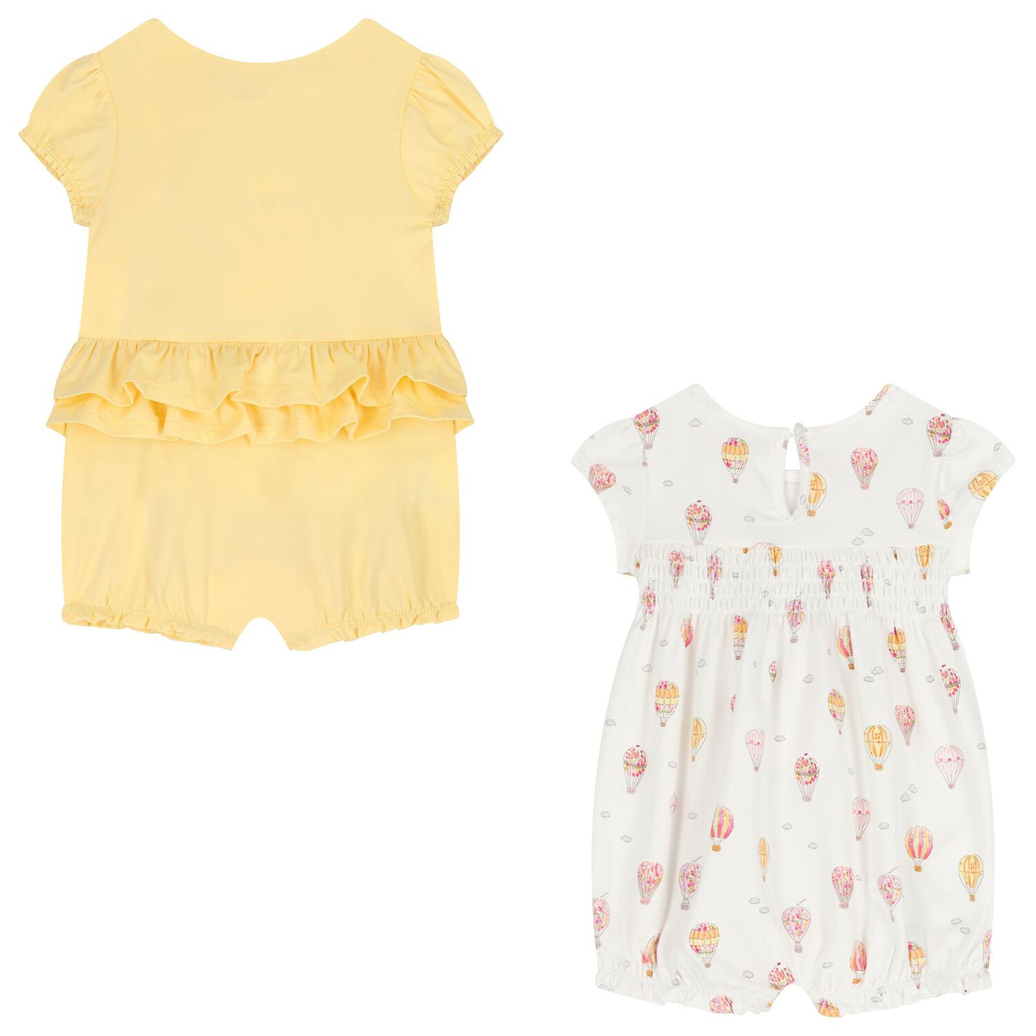 Baby Girls Yellow & White Rompers ( 2-Pack ), 2, hi-res