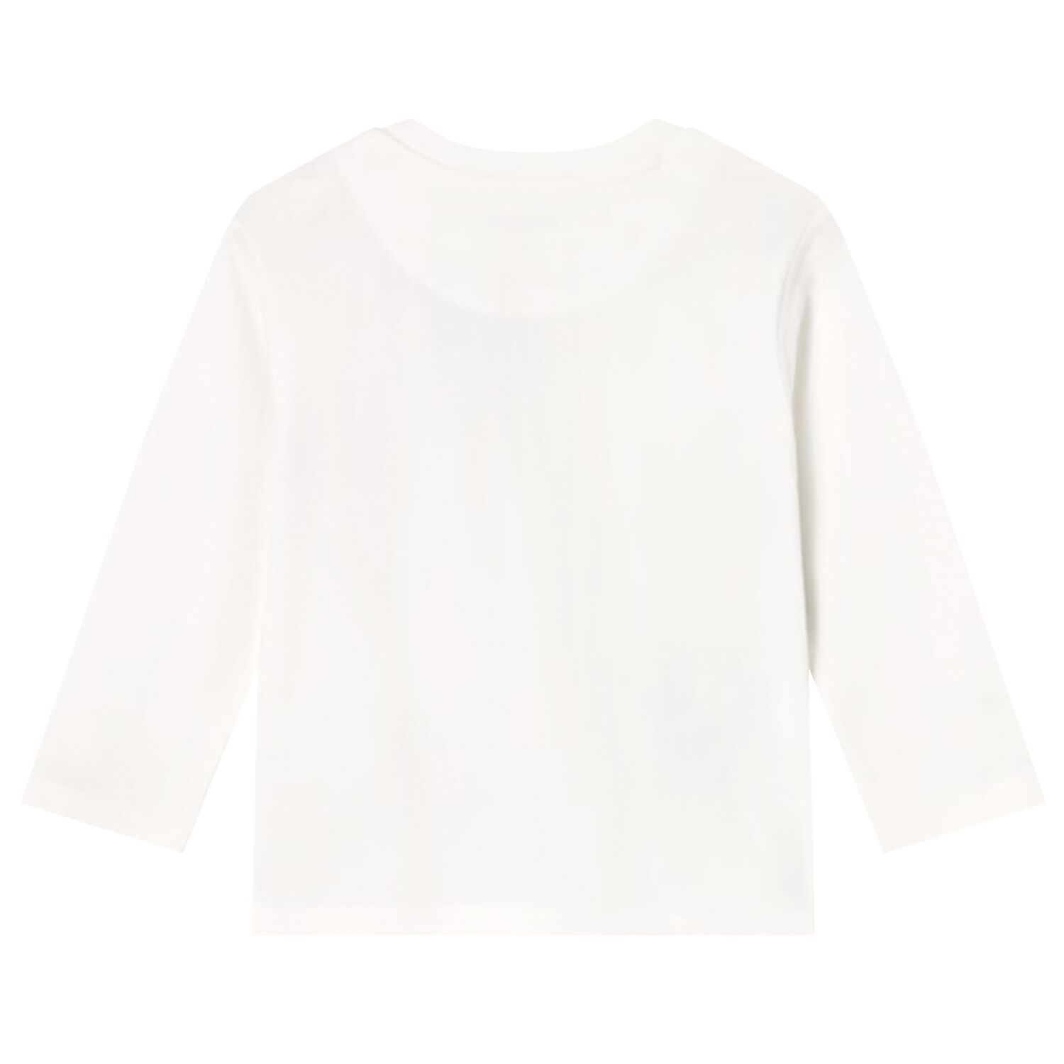 توب اولاد باكمام طويله بالشعار باللون الابيض, 1, hi-res