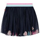 Girls Navy Blue Layered Tulle Skirt, 1, hi-res