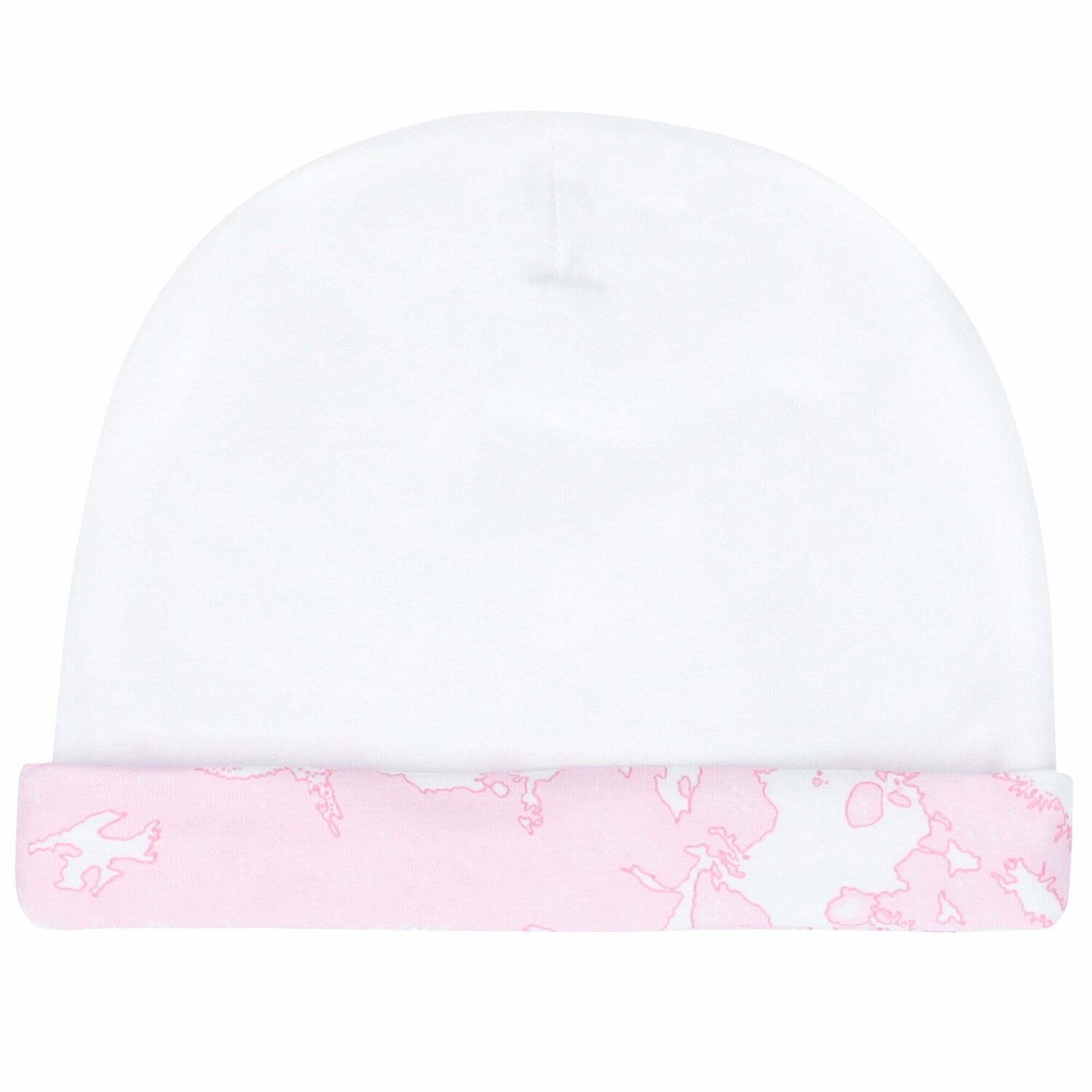 Girls White & Pink Geo Map Baby Hat, 2, hi-res