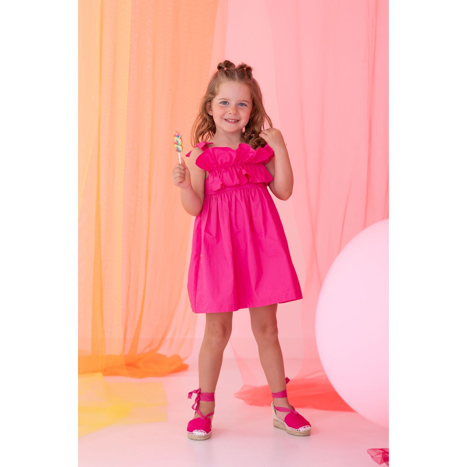 Girls Pink Ruffle dress, 1, hi-res image number null