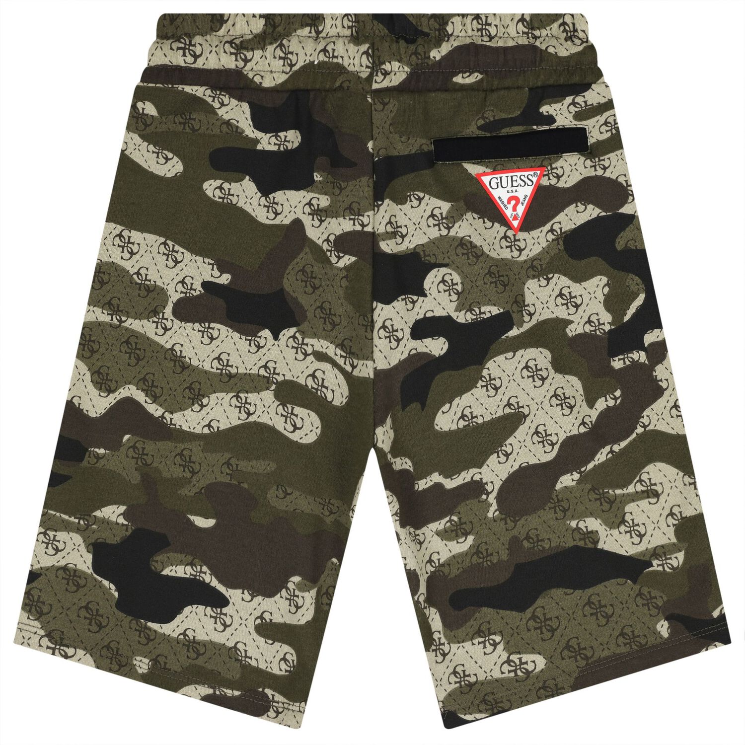 Boys Green Logo Camouflage Shorts, 1, hi-res