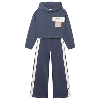 Girls Blue Hooded Tracksuit