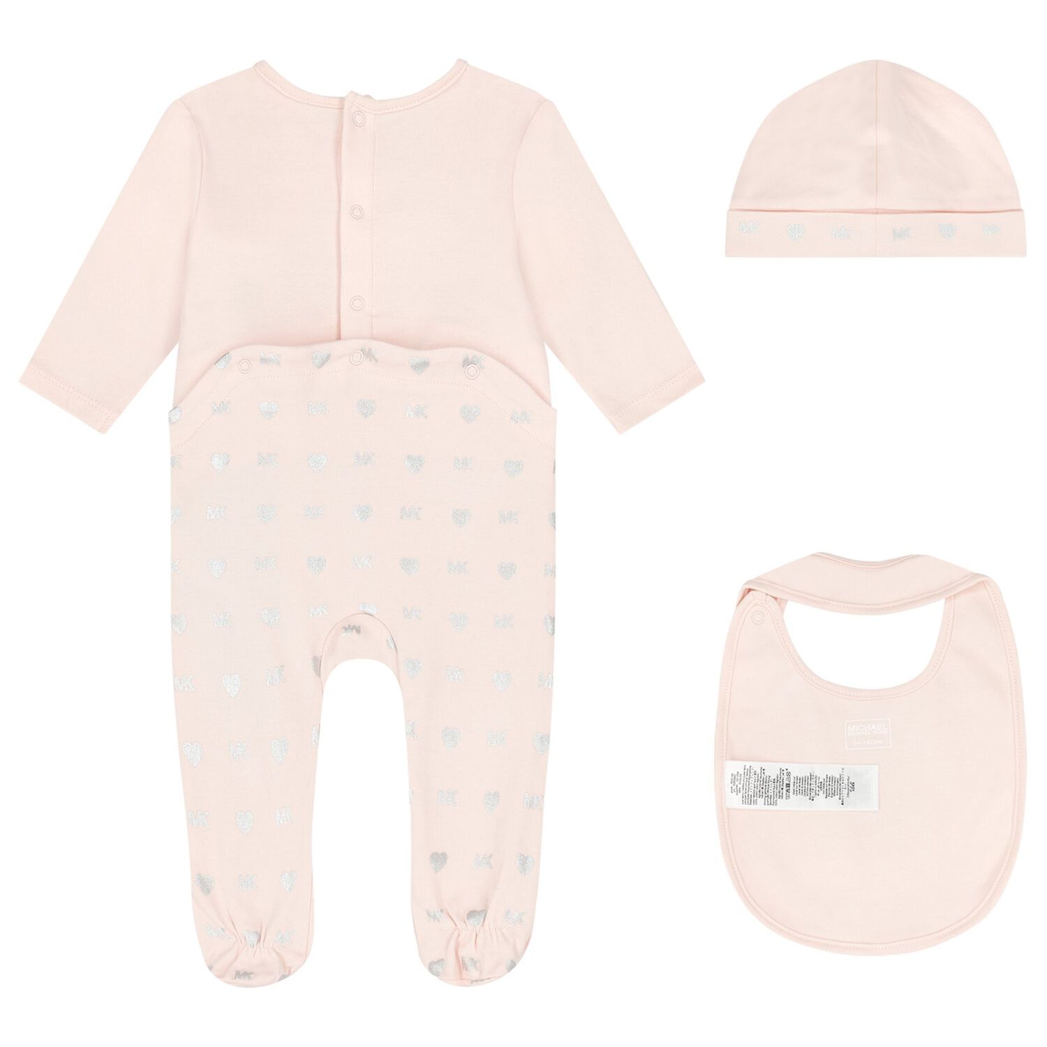 Baby Girls Pink & Silver Logo Babygrow Gift Set, 2, hi-res