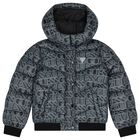 Boys Black & Green Logo Padded Puffer Jacket, 1, hi-res