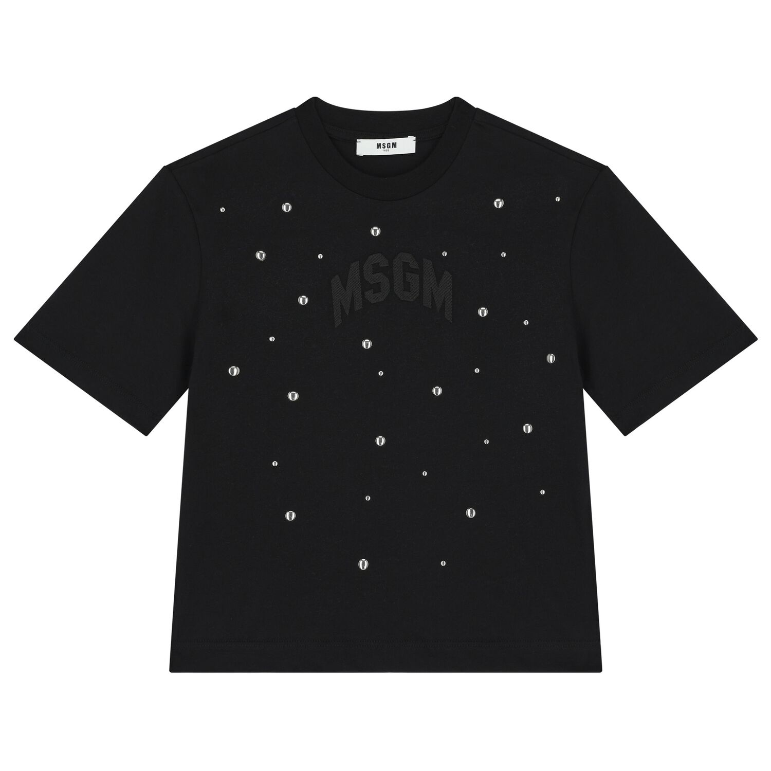 تيشيرت بنات بالشعار باللون الأسود, 1, hi-res