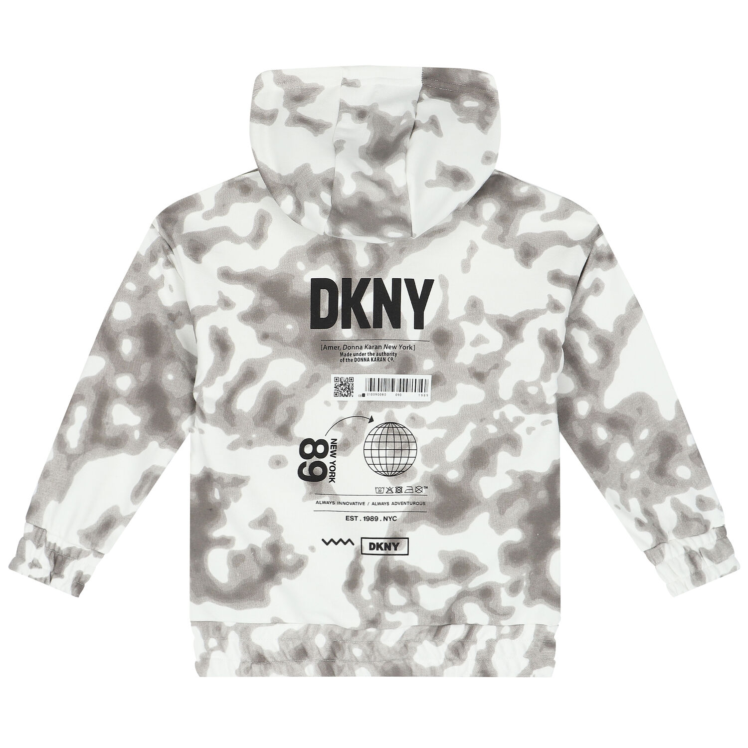 White & Grey Logo Hooded Zip Up Top, 1, hi-res