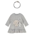 طقم فستان بنات بطبعة جراء باللون الرمادي, 1, hi-res