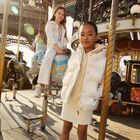 Girls Ivory Logo Hooded Zip Up Top, 1, hi-res