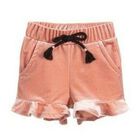 Girls Pink Velour Shorts, 1, hi-res