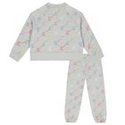 بدلة رياضية بنات بالشعار  باللون الرمادي, 1, hi-res