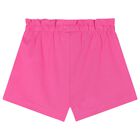 Younger Girls White & Pink Shorts Set, 1, hi-res