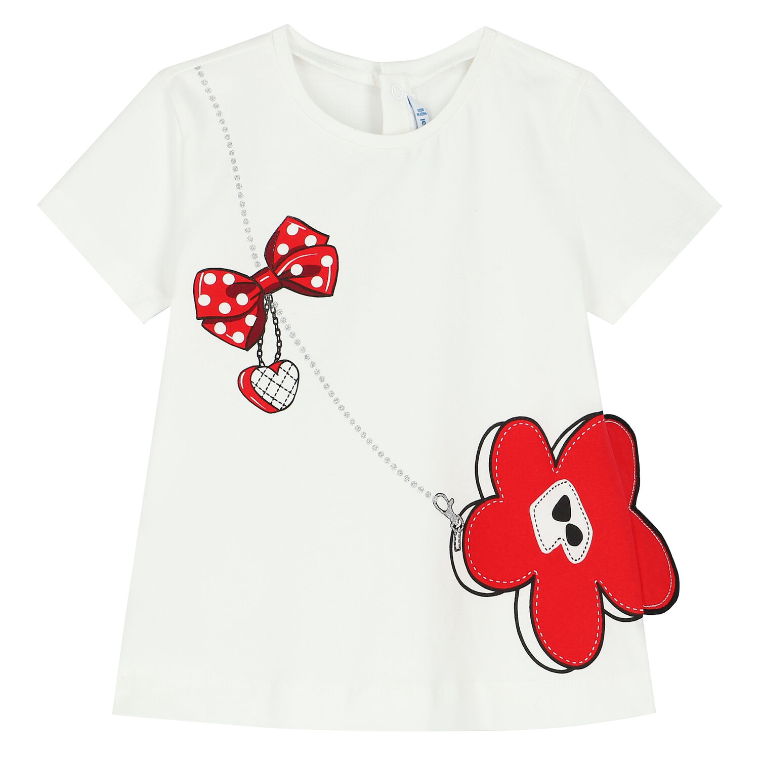 Younger Girls White & Red Floral Leggings Set, 1, hi-res