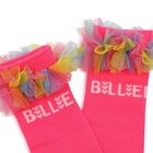 Girls Pink Ruffled Tulle Socks, 1, hi-res
