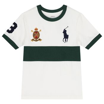 Boys White & Green Logo T-Shirt