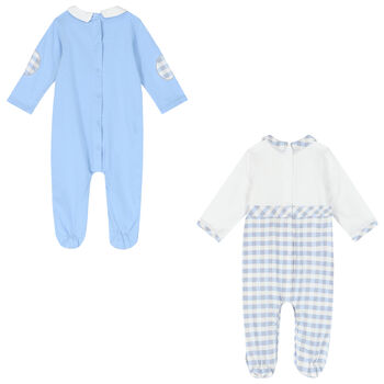 Boys Blue & White Babygrows (2 Pack)