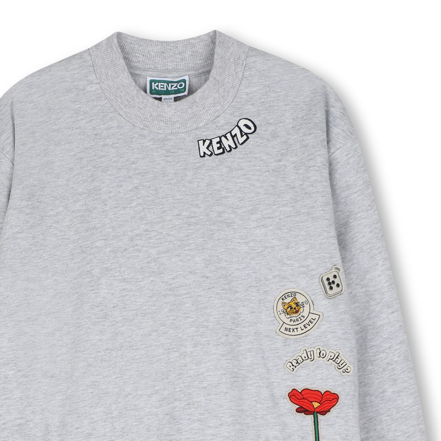 Girls Grey Embroidered Logo Sweatshirt Dress, 1, hi-res