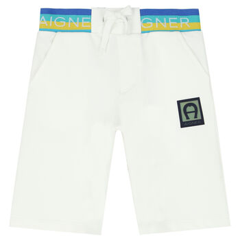 Younger Boys White Logo Shorts