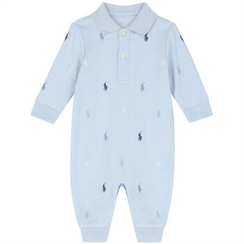 Baby Boys Blue Logo Romper