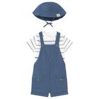 طقم دنغري وقبعة للأولاد الصغار (3 قطع), 1, hi-res