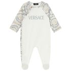 Baby Girls Ivory & Grey Barocco Babygrow, 1, hi-res