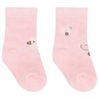 Baby Girls Pink & Ivory Socks ( 4 Pack ), 3, hi-res