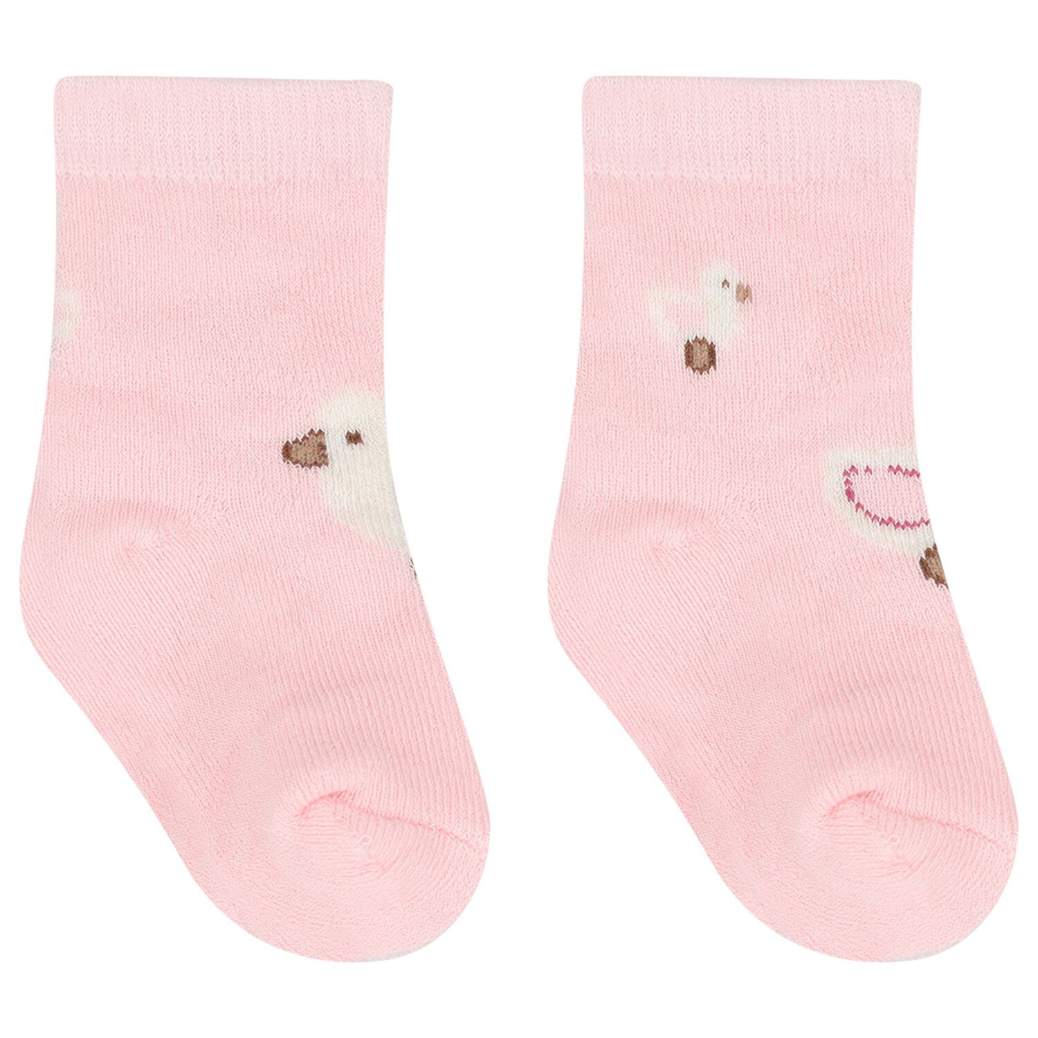 Baby Girls Pink & Ivory Socks ( 4 Pack ), 3, hi-res