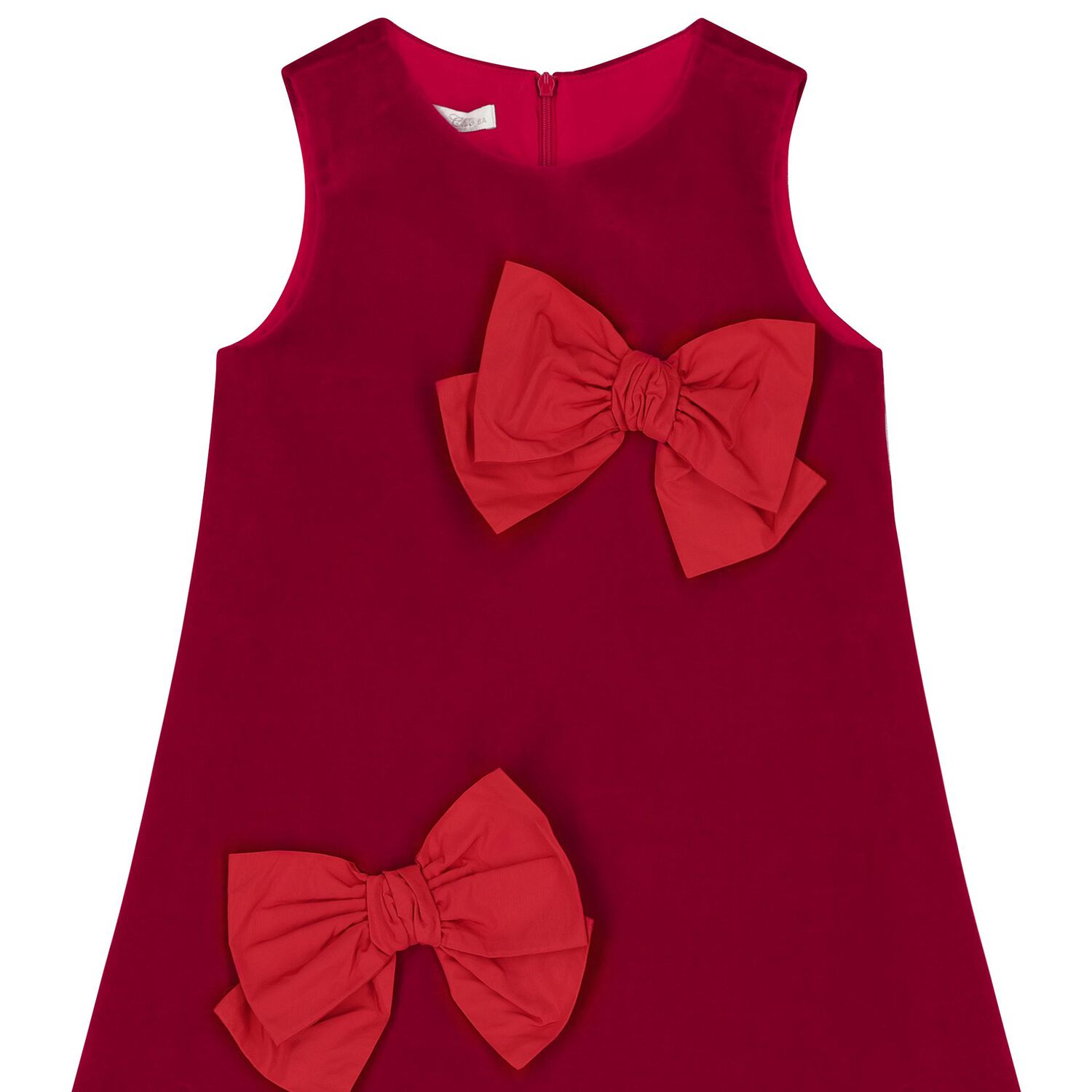 فستان بنات بفيونكة باللون الأحمر, 1, hi-res image number null