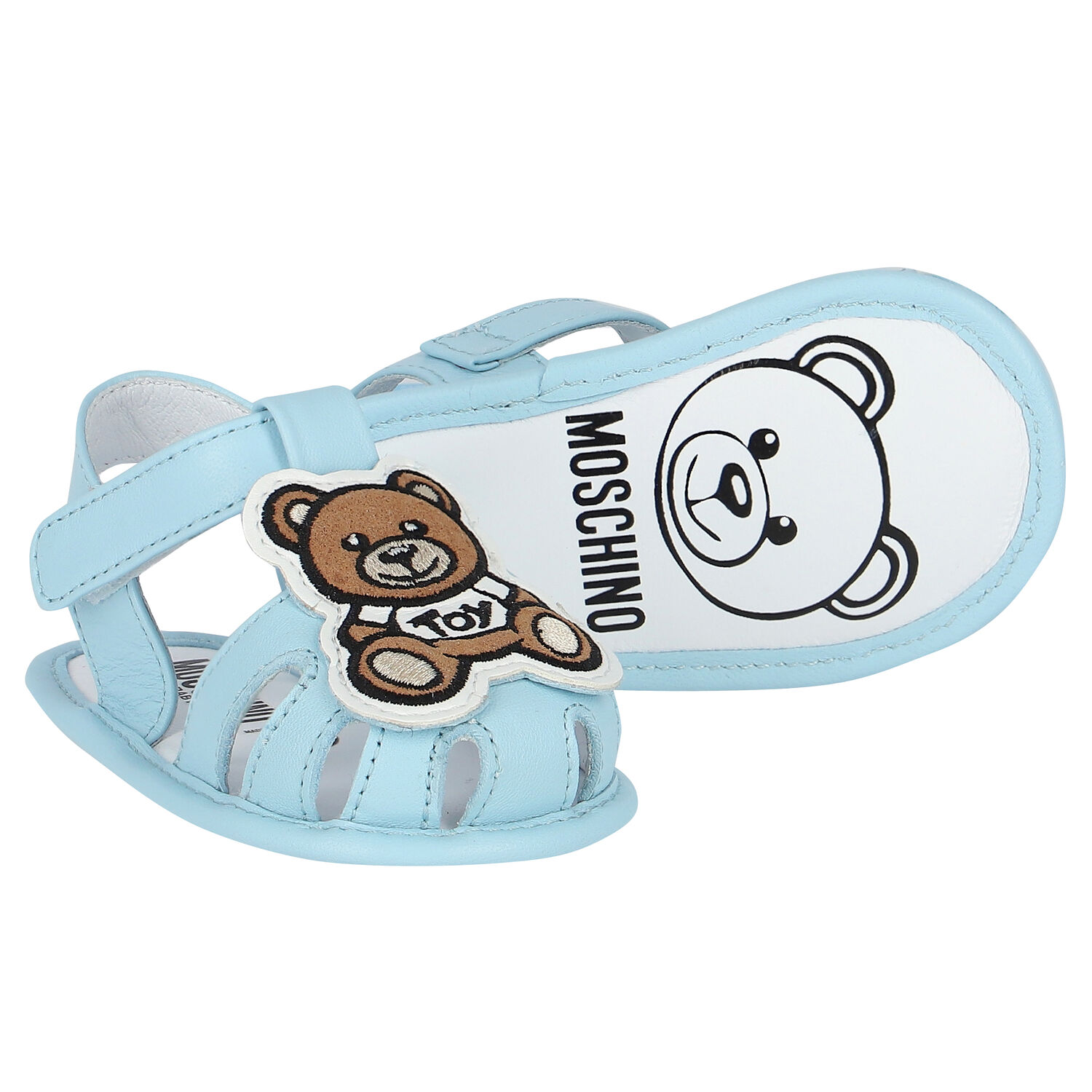 Blue Teddy Bear Logo Baby Sandals, 1, hi-res