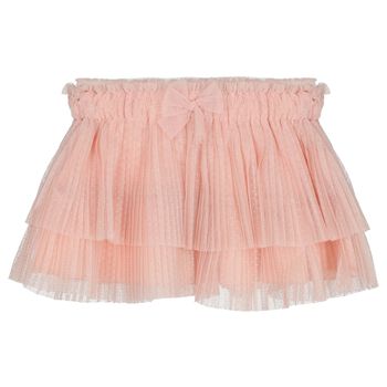 Younger Girls Pink Pleated Tulle Skirt
