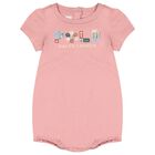 Baby Girls Pink Logo Romper, 1, hi-res