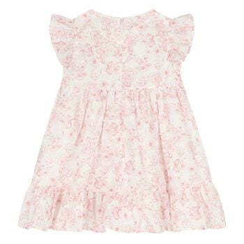 Younger Girls White & Pink Floral Dress