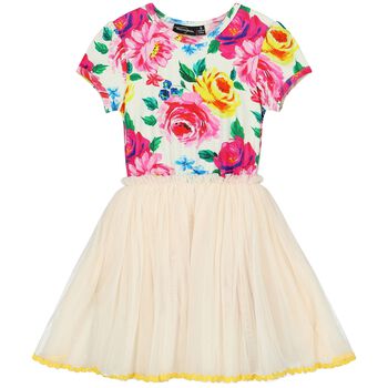 Girls Ivory Floral Tulle Dress