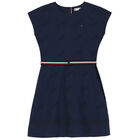 Girls Navy Logo Dress, 1, hi-res