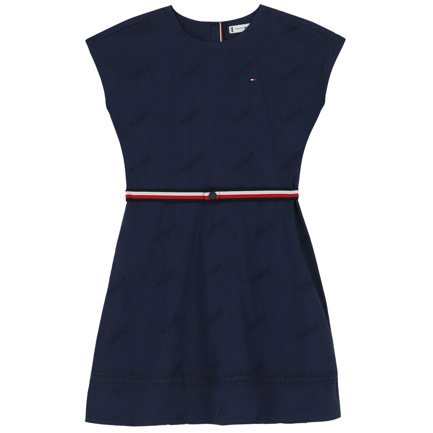 Girls Navy Logo Dress, 1, hi-res