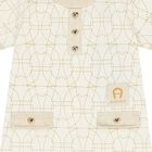 Younger Girls Ivory & Gold Logo Dress, 1, hi-res