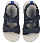 Boys Blue Logo Sandals, 1, hi-res