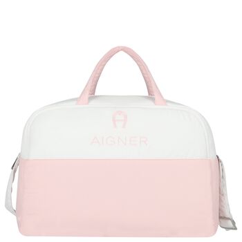 White & Pink Logo Baby Changing Bag