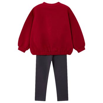 Girls Red & Grey Bow Leggings Set