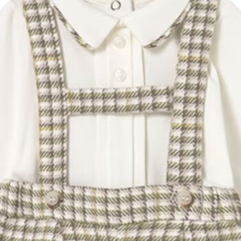 Baby Boys Ivory & Green Checked Shorts Set