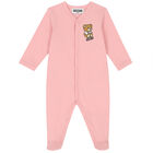 Pink Teddy Bear Logo Babygrow Set, 3, hi-res