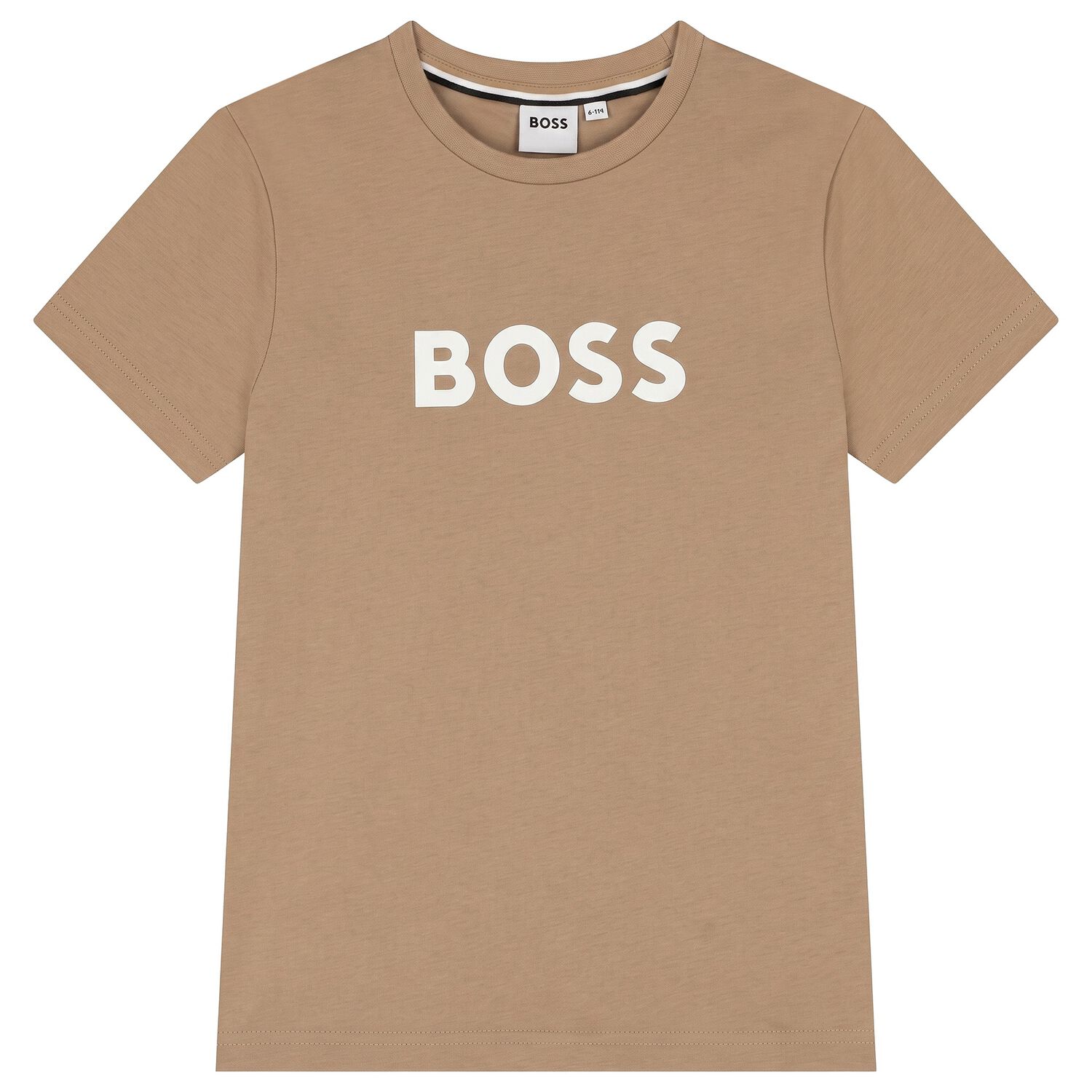Boys Mini Me Beige Logo T-Shirt, 10, hi-res