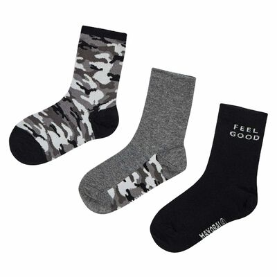 Boys Black & Grey Socks (3 Pack)
