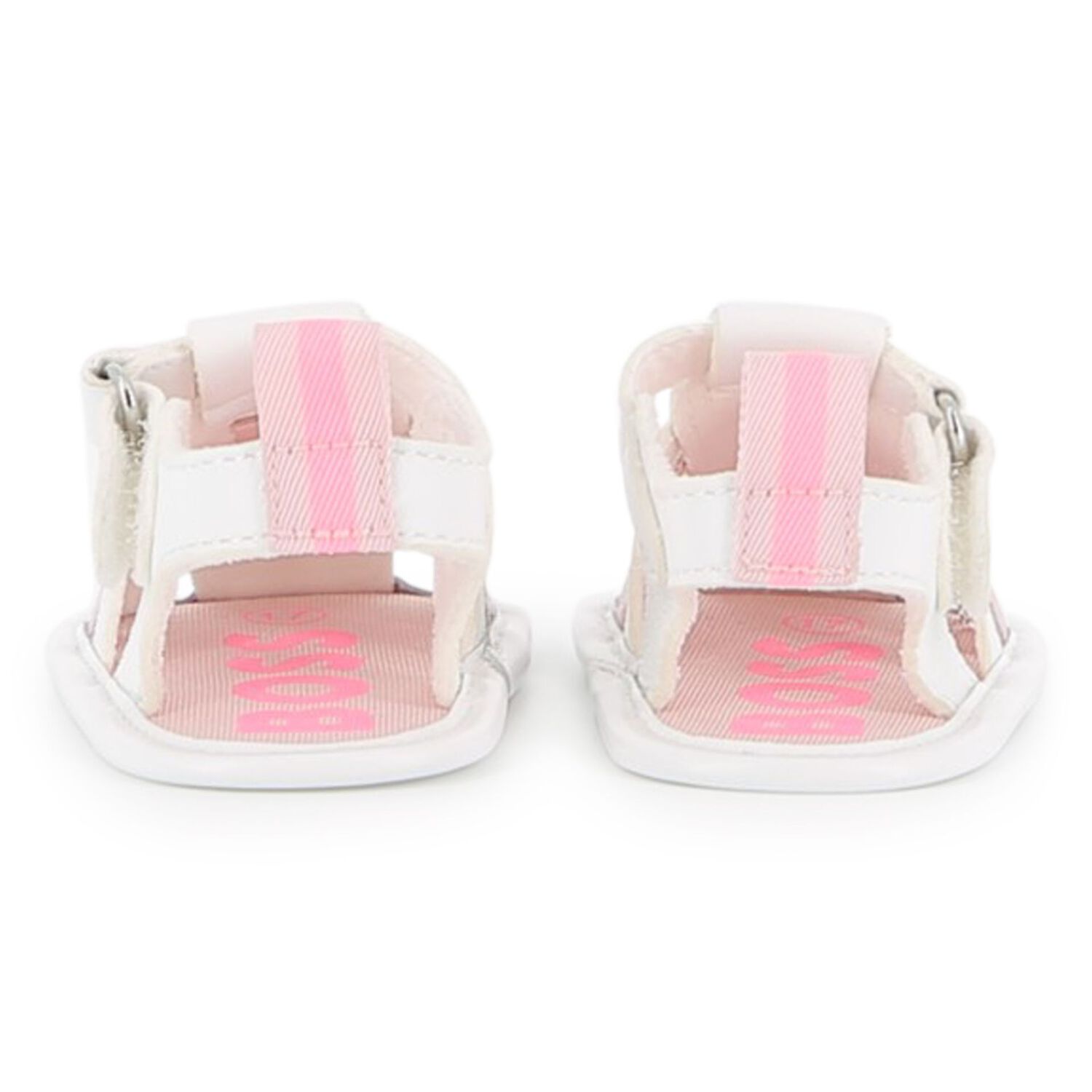 Baby Girls White Logo Sandals, 1, hi-res