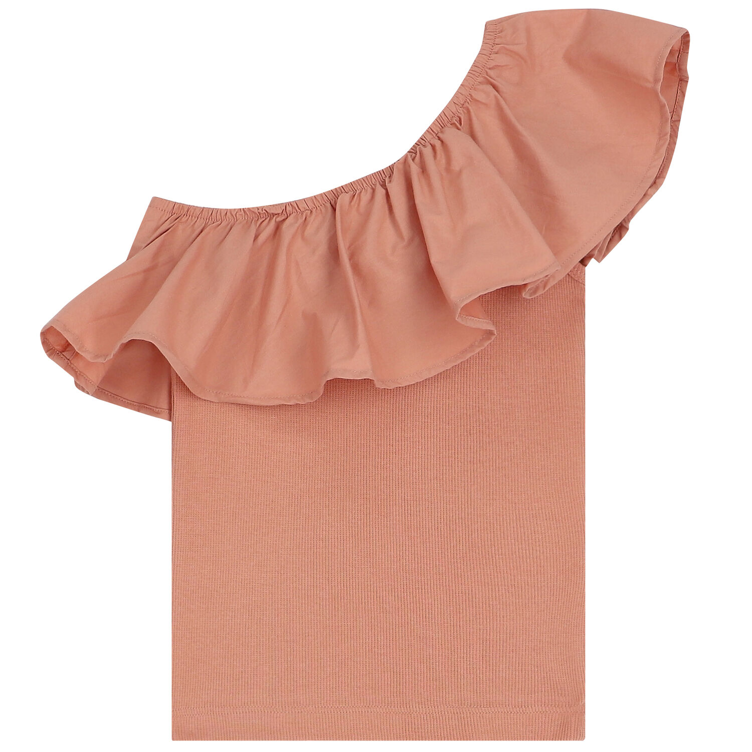 Girls Beige Ruffle Top, 3, hi-res