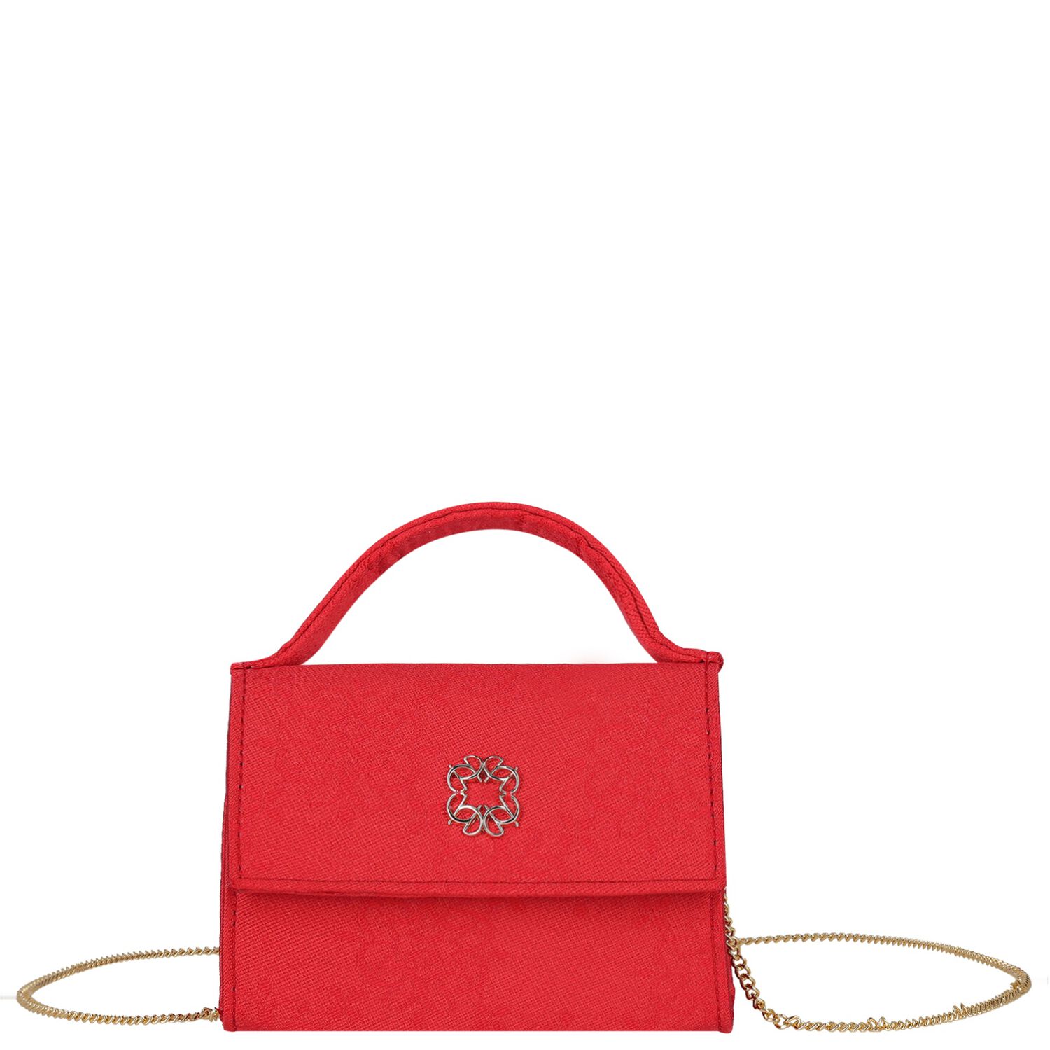 Girls Red Jacquard Logo Handbag ( 13cm ), 1, hi-res
