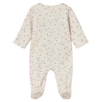 Baby Girls Beige Floral Babygrow