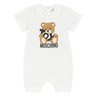 Ivory Teddy Bear Logo Baby Romper, 3, hi-res